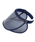 Blue adjustable visor hat with a translucent tinted visor on a white background