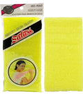 Yellow beauty skin cloth with packaging labeled 'Salux' on a white background