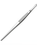 Stainless steel thin pincet-style plating tongs on a white background.