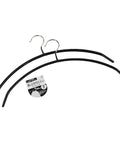 Two black metal hangers with silver hooks, shown on a plain white background with a small product tag attached.