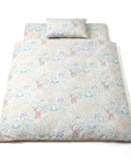 Children's bedding set with deer pattern on a white background