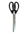 Black handled kitchen scissors on a white background