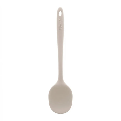 Gray stirring spoon on a white background
