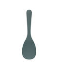 Dark green silicone rice spoon on a white background