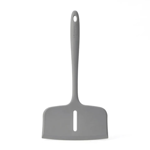 Gray spatula with a handle on a white background