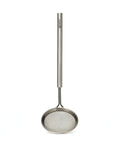 Stainless steel mini strainer on a white background