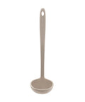 Gray ladle with a visible brand logo on a white background