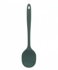 Dark green silicone cooking spoon on white background