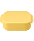 Yellow rectangular container with a lid on a white background