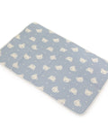 Blue mat with white bear pattern on a white background