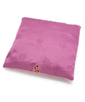 Purple square saet cushion with a pattern on a white background