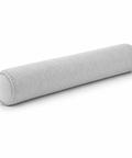 Gray cylindrical pillow on a white background