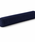 Navy blue cylindrical pillow on a white background