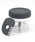 Tovolo chopper with a clear container and gray lid on a white background