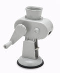 Gray manual meat grinder on a white background