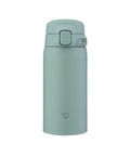 Teal thermos bottle on a white background