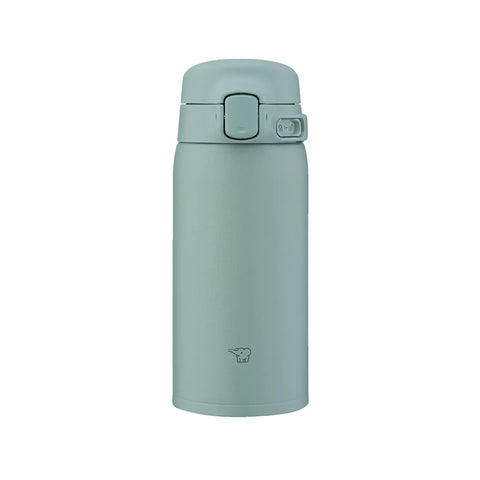 Teal thermos bottle on a white background