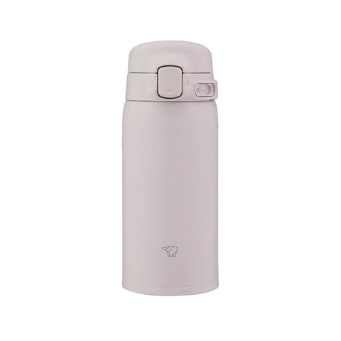 Light purple thermos bottle with a Zojirushi elephant logo on a white background