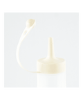 An off-white squeeze bottle with a flexible, curved pouring spout and a flat top nozzle, shown against a light gray background.