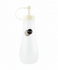 A white squeeze bottle with a cream-colored plastic pump and loop handle, featuring a circular 'enough the smart line.' logo sticker on the front, set against a plain white background.