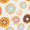 Pattern of colorful donuts on a white background