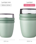 Image showing the size differences between mini and regular sized food containers